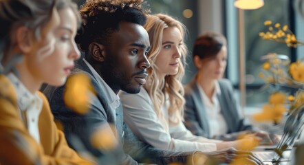 Smiling Coworkers Using Laptops