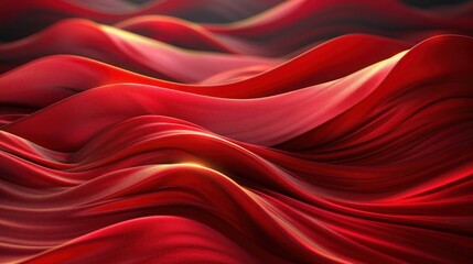 Wall Mural - Luxurious pop art background in vibrant red with smooth, flowing curves and elegant golden lines