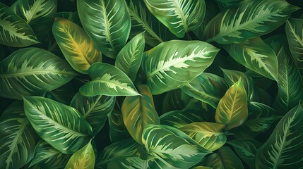 Abstract tropical green leaves pattern