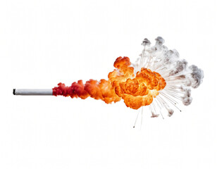 Sticker - fire explosion and cloud of smoke in isolated white background