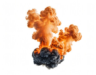 Wall Mural - fire explosion and cloud of smoke in isolated white background