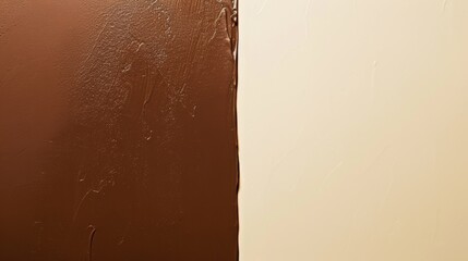 Poster - Two contrasting colors, dark brown and white, meet in the middle, creating an abstract background with a textured, paint-like effect. The difference in shades offers a unique visual