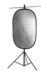 Wall Mural - Stand with reflector isolated on white. Photo studio equipment