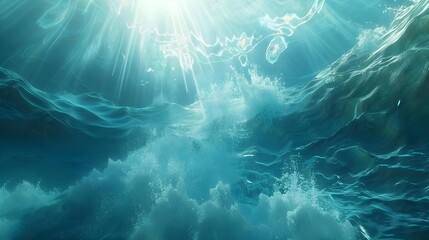 Underwater view with ocean waves