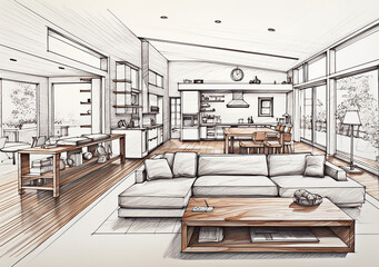 interior design, drawing, sketch, interior, design,