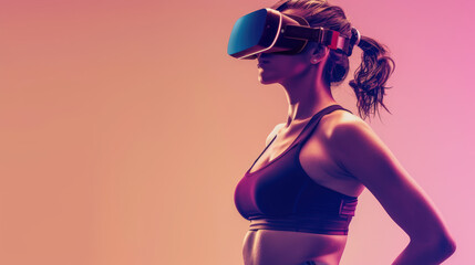 Wall Mural - Female athlete in VR fitness