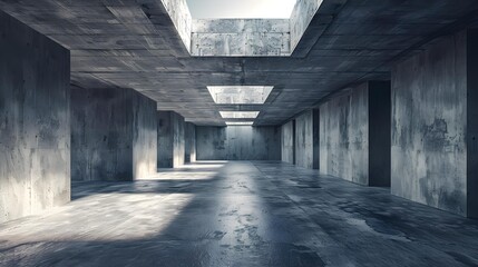 Wall Mural - Abstract empty modern concrete room with skylight