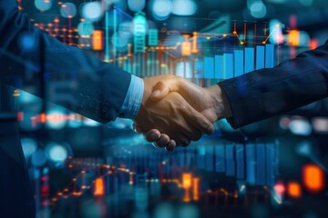 Wall Mural - Businessmen making handshake with partner, greeting, dealing, merger and acquisition, business cooperation concept, joint venture, copy space for business, finance and investment - generative ai