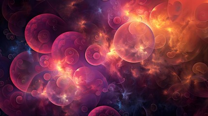 Sticker - Abstract fractal background with circles