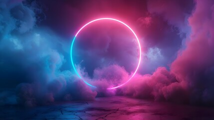 Poster - 3D rendered abstract minimal background in pink and blue