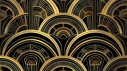 Wall Mural - Art Deco luxury golden vector abstract pattern