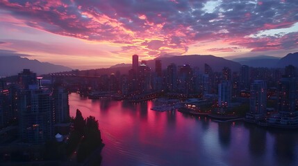 Wall Mural - Aerial view of downtown Vancouver skyline