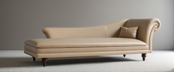 Wall Mural - Side view of sand leather recamier 