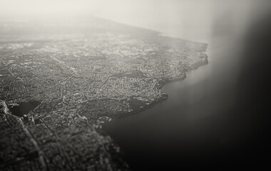 Turkish city Antalya. View from an airplane.