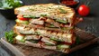 © MetaPixel - Chicken bacon tomato cucumber and herbs club sandwich