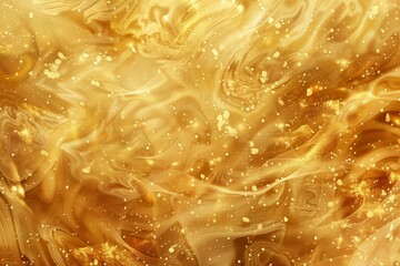 Poster - Elegant swirling golden liquid texture with sparkling glitter for luxurious backdrop