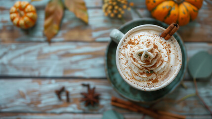 Wall Mural - pumpkin spice latte for a cozy fall autumn day