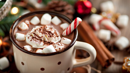 Wall Mural - christmas hot chocolate with marshmallows