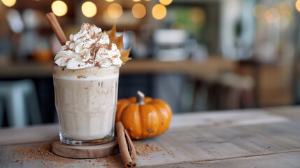 Wall Mural - pumpkin spice latte for a cozy fall autumn day