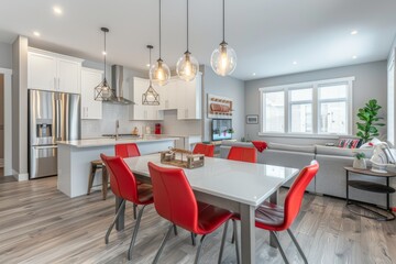 Wall Mural - Interior of modern kitchen in grey and white.