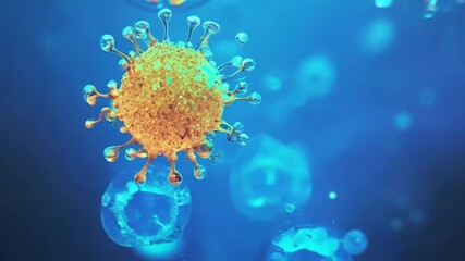 Aufkleber - A microscopic view of a virus particle with spikes and a round core.