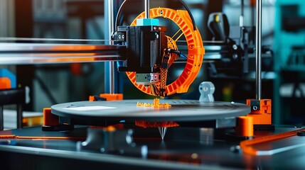 Poster - Electronic three dimensional plastic printer during work  3D printer 3D printing : Generative AI