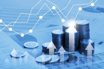 Poster - Interest rate, percentage and arrow investment,