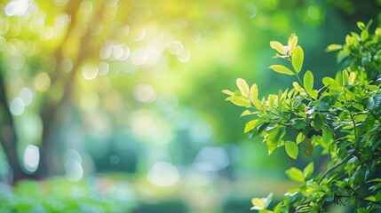 Nature background display over blur green tree garden Blur park nature outdoor bokeh light background in spring and summe : Generative AI