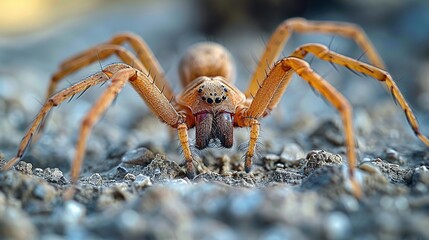 Sticker - Macro Photography of a Huntsman Spider on a Gravel Surface