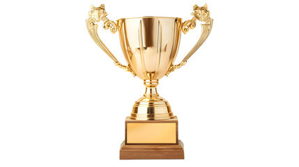 gold trophy cup for winners isolated on transparent