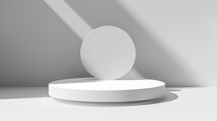 Aufkleber - Abstract empty white podium on white background with shadow Mock up stand for product presentation 3D Render Minimal concept Display product Banner : Generative AI