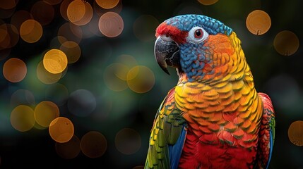 Poster - Colorful Parrot with Bokeh Background Photo