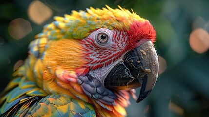 Poster - Close Up of a Colorful Parrot's Head, Photo