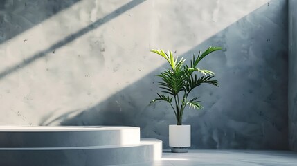 Poster - 3d rendering of podium and plant : Generative AI