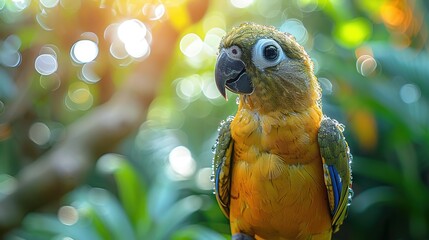 Sticker - A Wet Parrot in a Bokeh Background - Photo