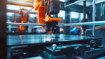 Poster - Electronic three dimensional plastic printer during work  3D printer 3D printing : Generative AI