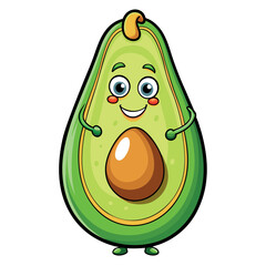 Wall Mural - cute avocado sticker character icon vector illustration design smile happy wallking