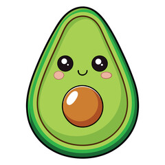 Wall Mural - cute avocado sticker character icon vector illustration design smile happy wallking