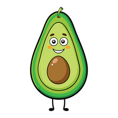 Wall Mural - cute avocado sticker character icon vector illustration design smile happy wallking