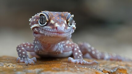 Poster - Closeup of a Leopard Gecko on a Rock - Realistic Image