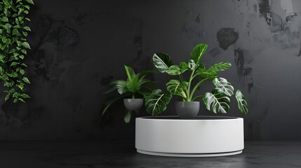 Poster - 3d rendering of podium and plant : Generative AI