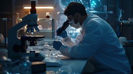Poster - Medical technology innovation health and medical research healthcare and medicine concept Doctor or technician working with AI data analysis lab experiment data science : Generative AI