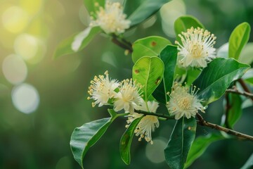 Wall Mural - Clove flower known as cengkih cengkeh Syzygium aromaticum and Eugenia aromaticum on tree