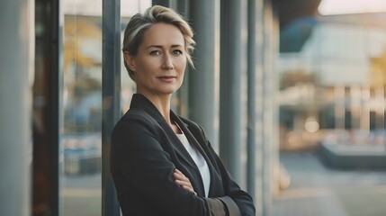 Wall Mural - Portrait of a successful business woman in sui : Generative AI