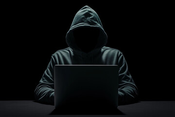 Anonymous hacker with black hoodie cyber crime concept