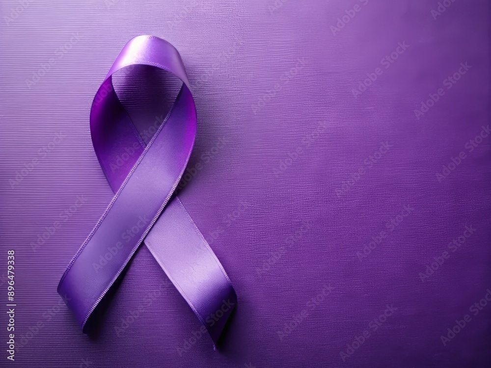 Purple ribbon on rich purple background symbolizing epilepsy awareness ...