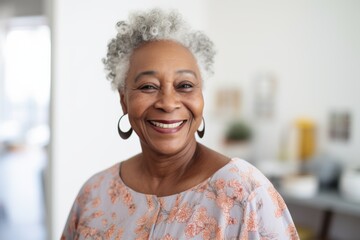 Wall Mural - Portrait of a smiling senior woman in wheelchair at nursing home