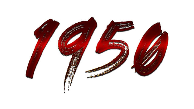 3D blood red number design of 1950 on white background.
