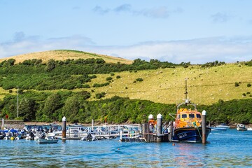 Wall Mural - RNLI Salcombe Lifeboat Station boat in Salcombe, Kingsbridge Estuary, Batson Creek, Southpool Creek, Devon, England, Europe