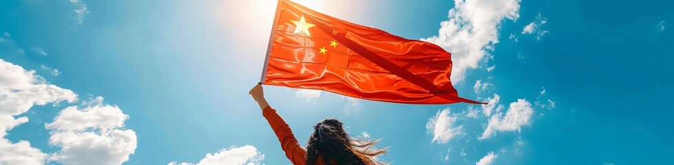 Canvas Print - A person with a Chinese flag